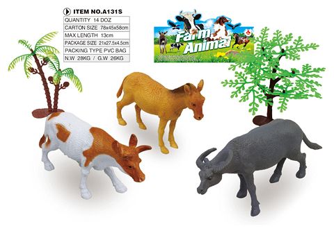 3 sets of 5-inch animals with trees