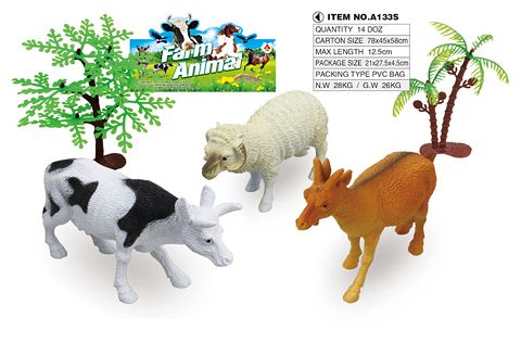 3 sets of 5-inch animals with trees