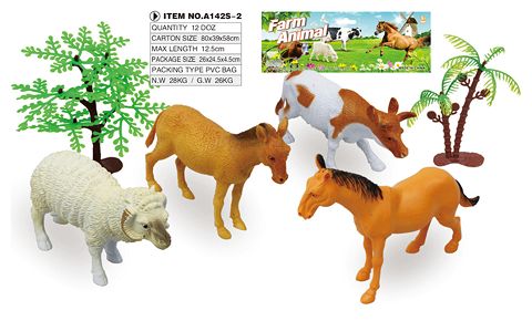4 5-inch farm animals with tree set