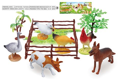 6 5-inch poultry animals with tree set