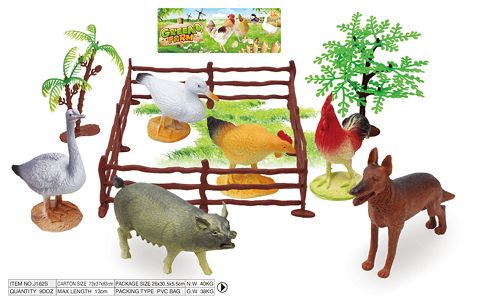 6 5-inch poultry animals with tree set