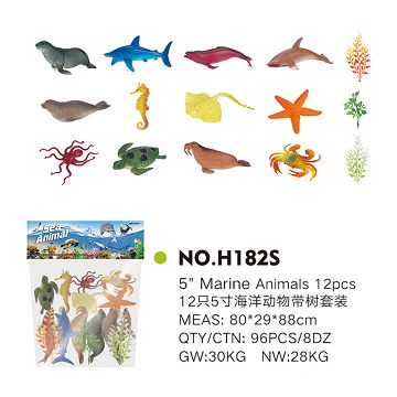 12 5-inch Marine animals with tree suit
