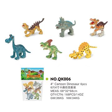 6 4-inch cartoon dinosaur sets