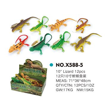 12 10-inch lizards in a box